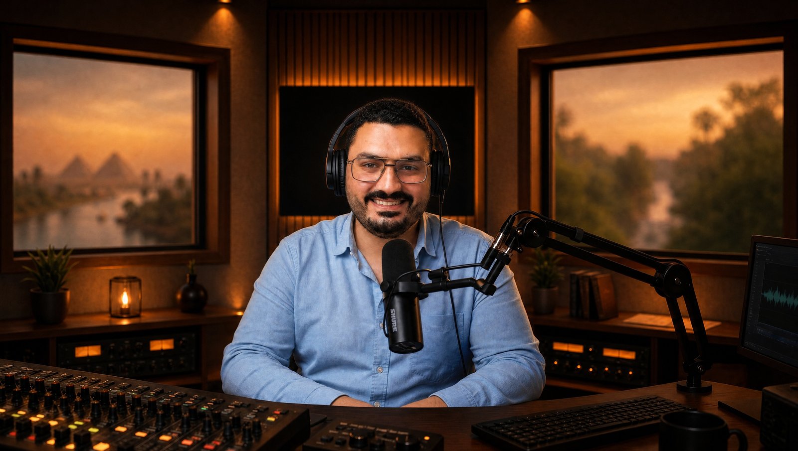 AOVO voiceover artist in a professional studio